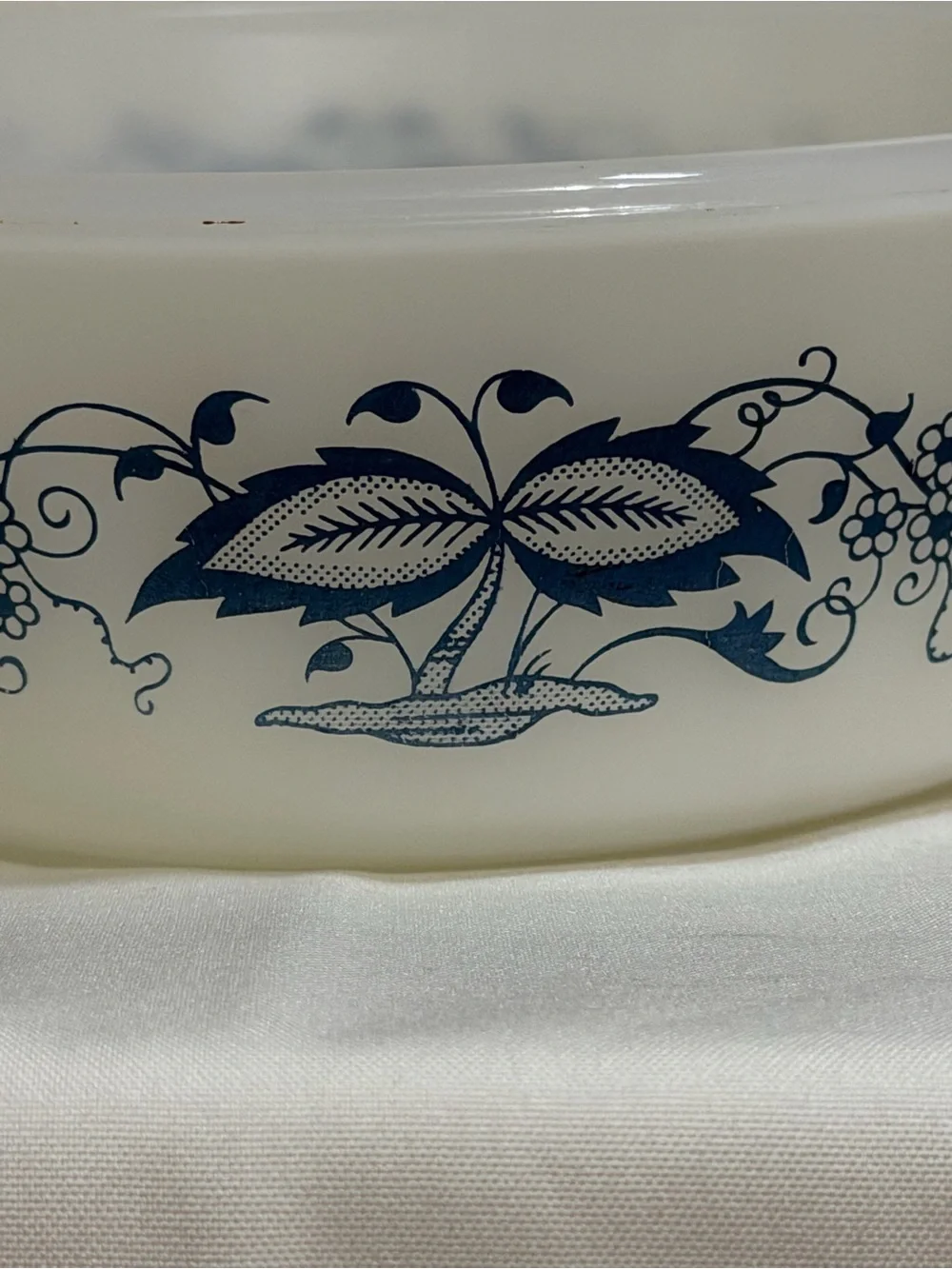 VTG RARE Glasbake Oval Casserole Dish Blue Onion  J 2605 3 Qt No Lid Made In Usa